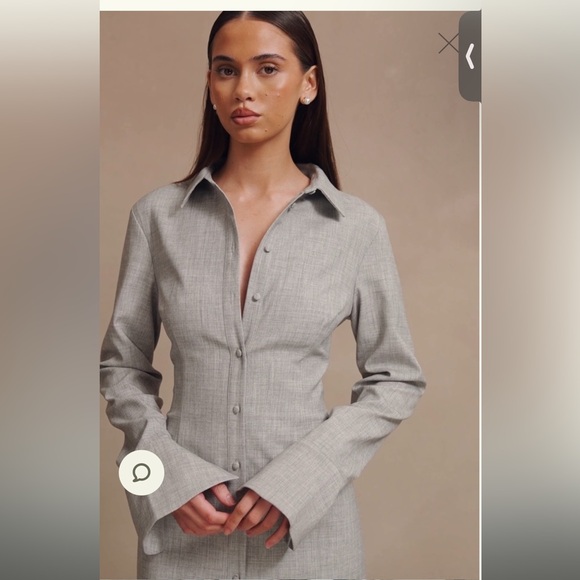 Meshki Light Gray Button-Down Shirt - Picture 2 of 11